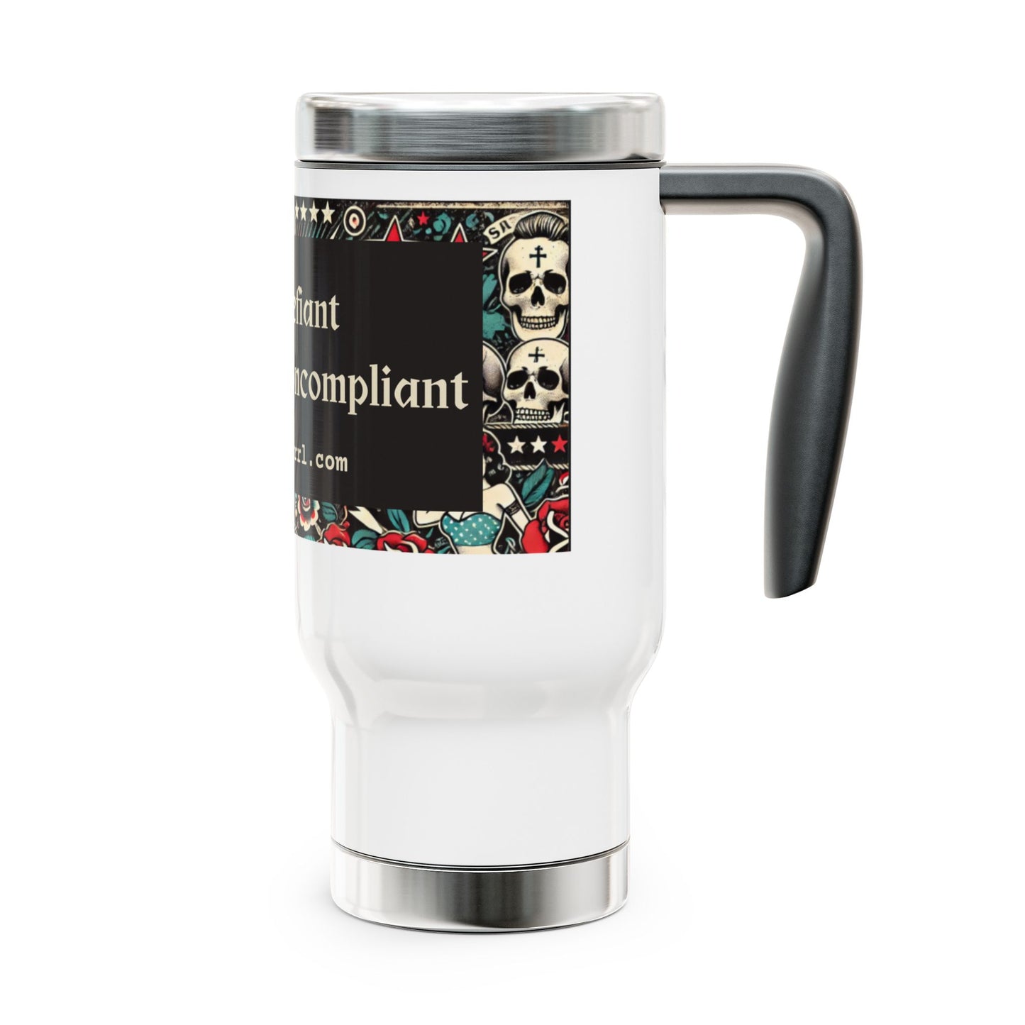 Salty Grrl Says Stainless Steel Travel Mug with Handle, 14oz