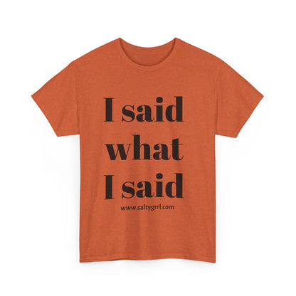 Salty Grrl Unisex Heavy Cotton Tee - I Said What I Said Statement Shirt