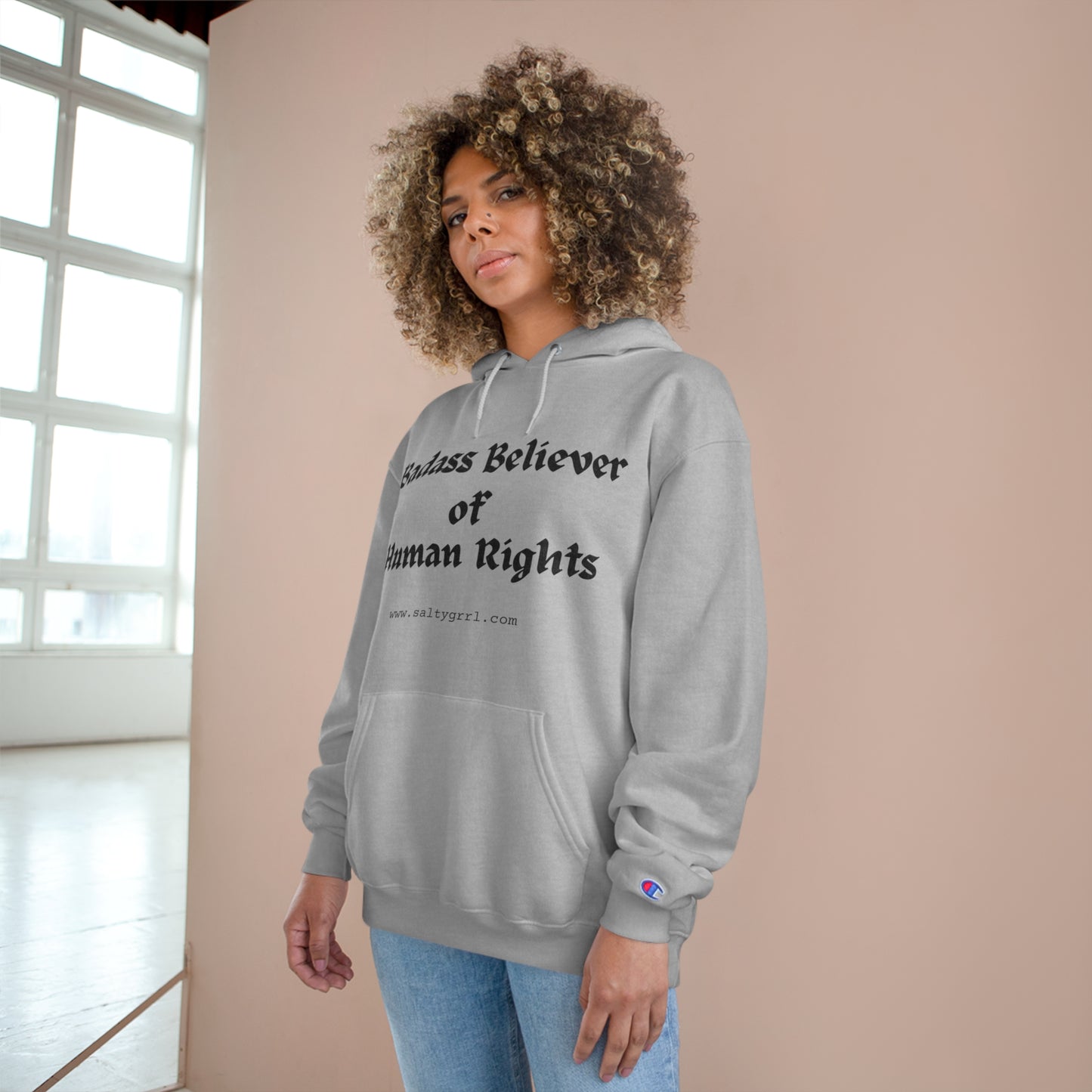 Badass Believer of Human Rights Champion Hoodie - Cozy Graphic Pullover for Casual Wear