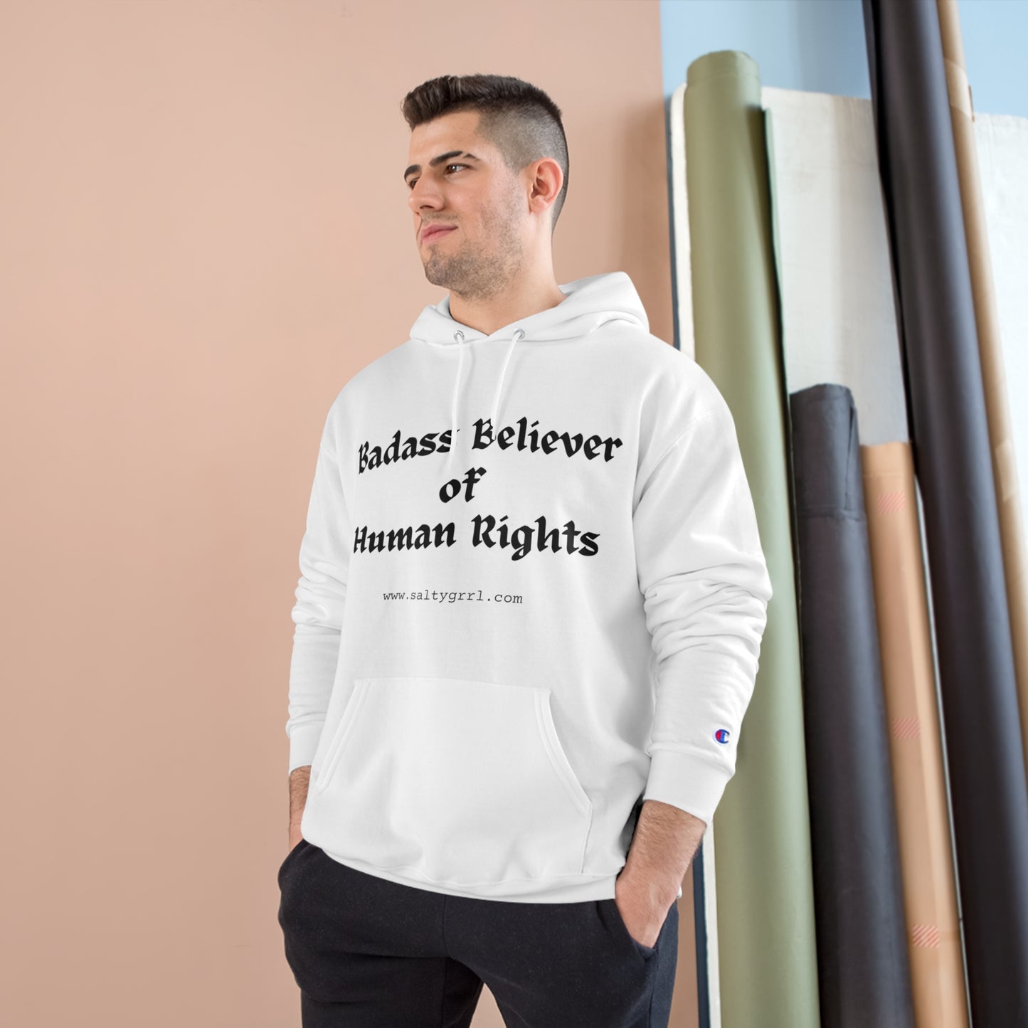 Badass Believer of Human Rights Champion Hoodie - Cozy Graphic Pullover for Casual Wear