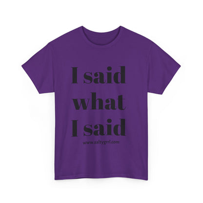 Salty Grrl Unisex Heavy Cotton Tee - I Said What I Said Statement Shirt