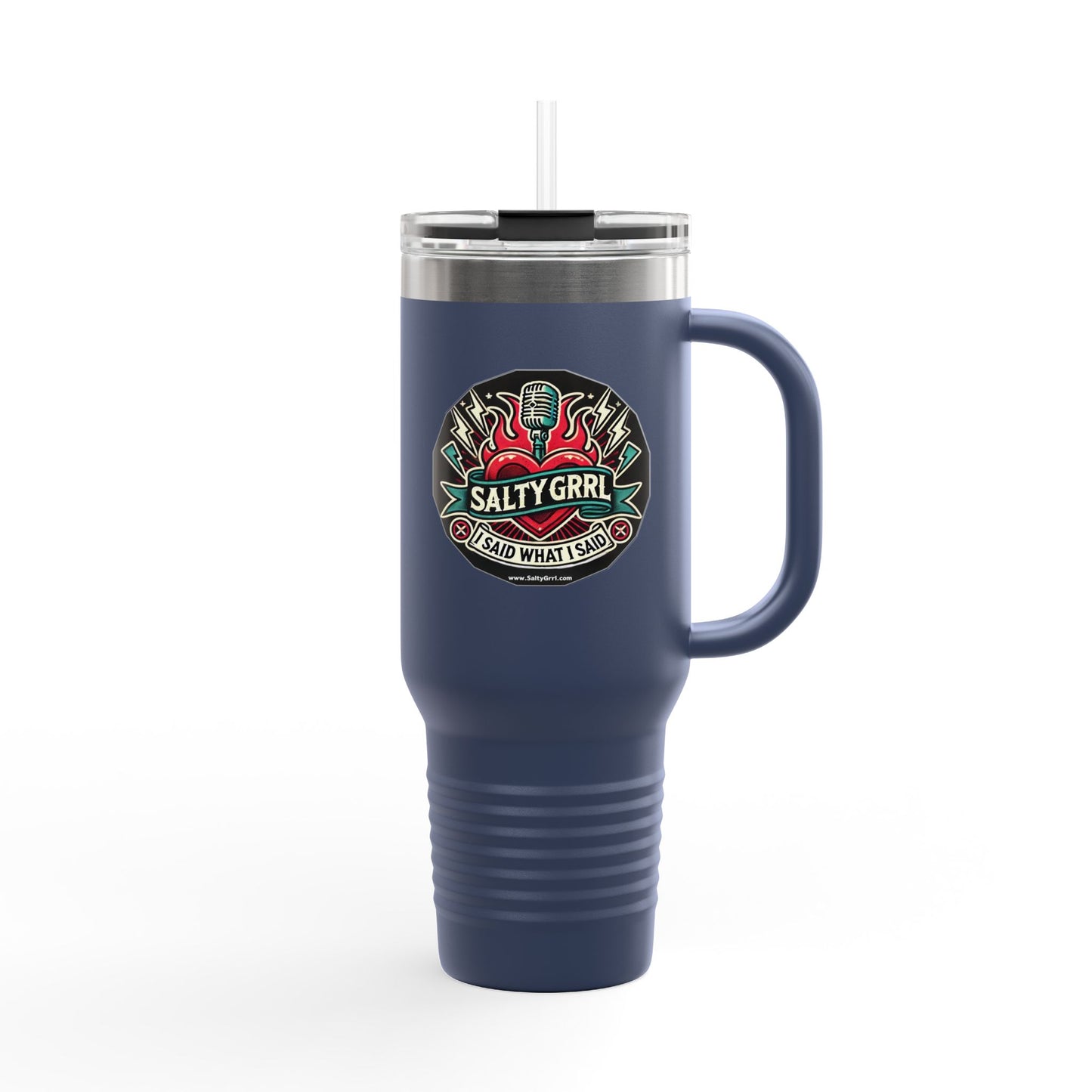 Salty Grrl Insulated Travel Mug - 40oz Motivational Tumbler with Straw