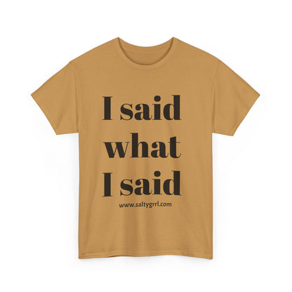 Salty Grrl Unisex Heavy Cotton Tee - I Said What I Said Statement Shirt
