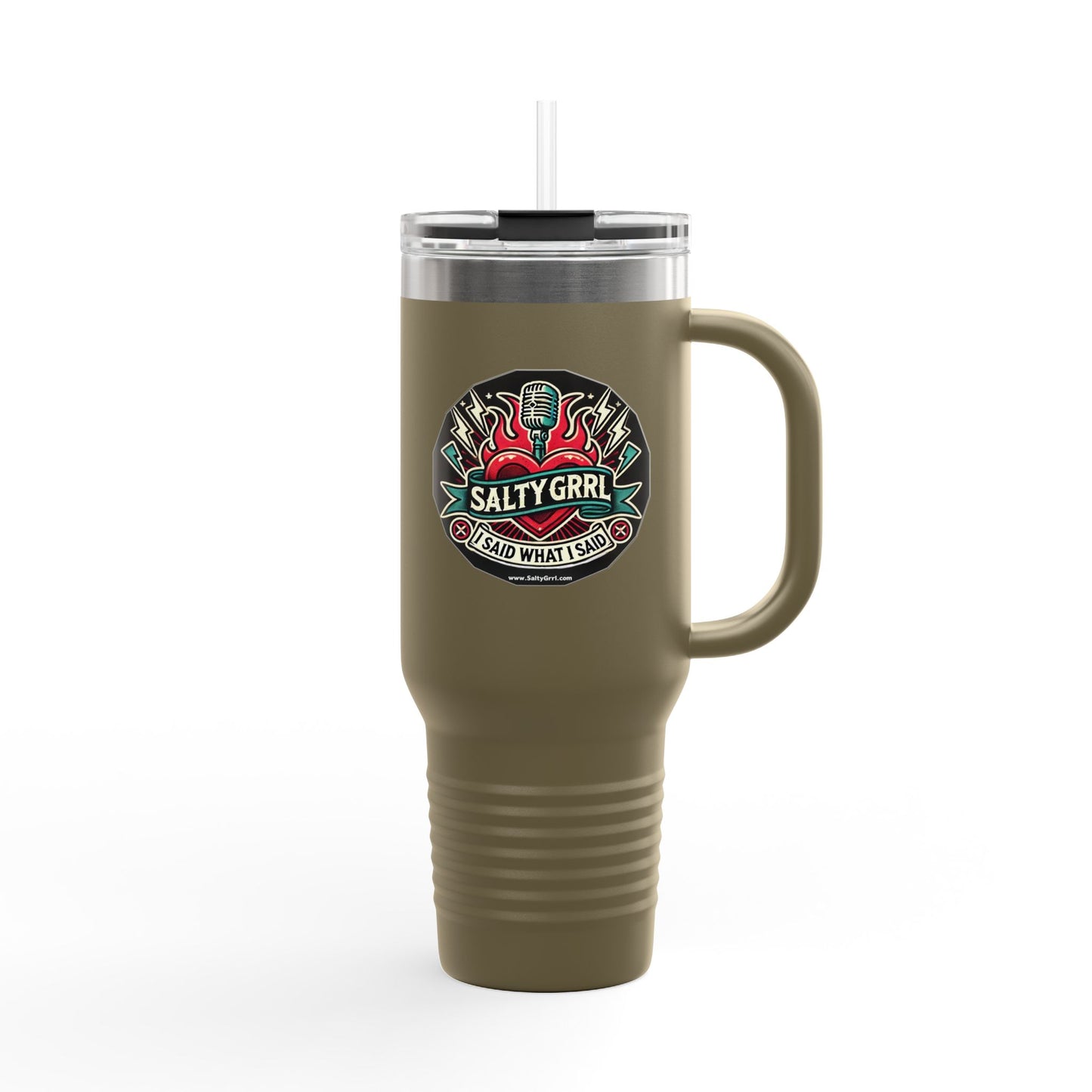 Salty Grrl Insulated Travel Mug - 40oz Motivational Tumbler with Straw