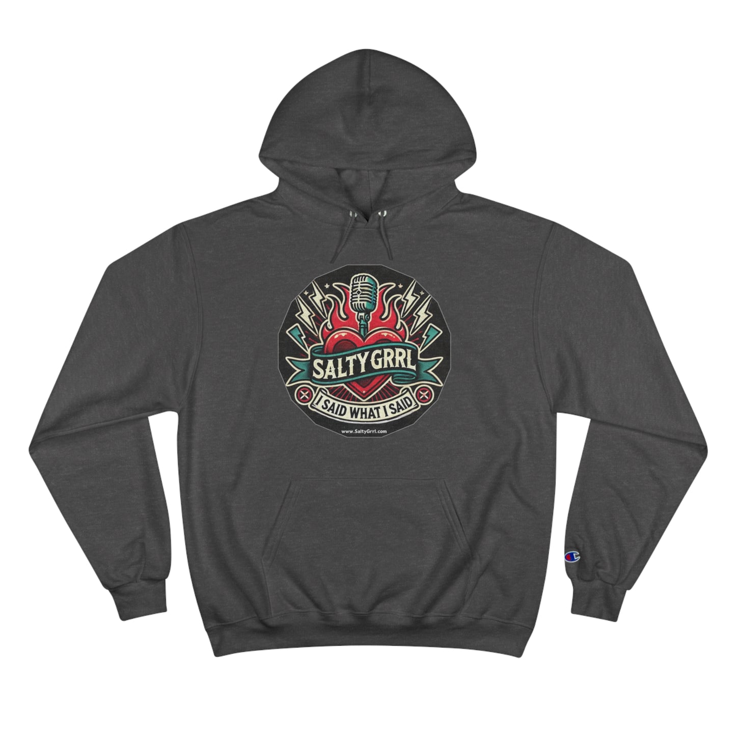 Salty Grrl Champion Hoodie - Artistic Graphic Pullover