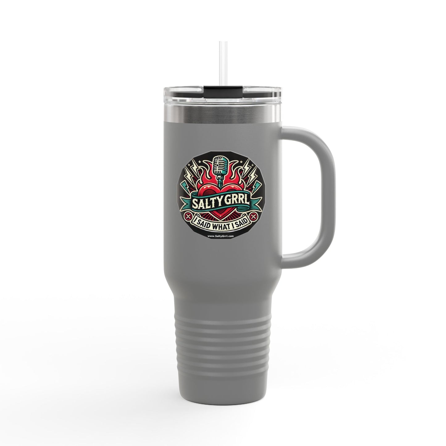 Salty Grrl Insulated Travel Mug - 40oz Motivational Tumbler with Straw