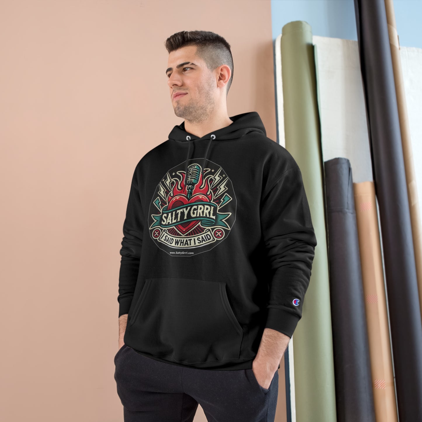 Salty Grrl Champion Hoodie - Artistic Graphic Pullover