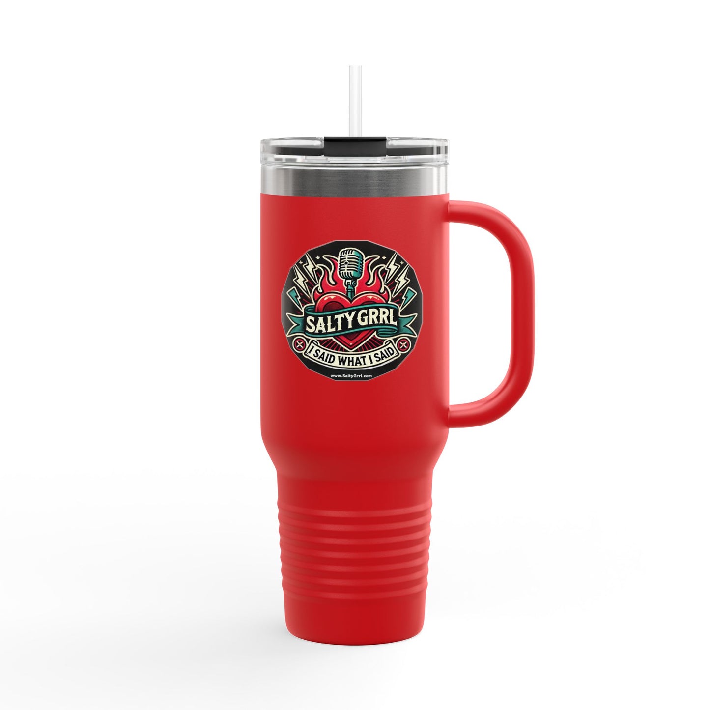 Salty Grrl Insulated Travel Mug - 40oz Motivational Tumbler with Straw