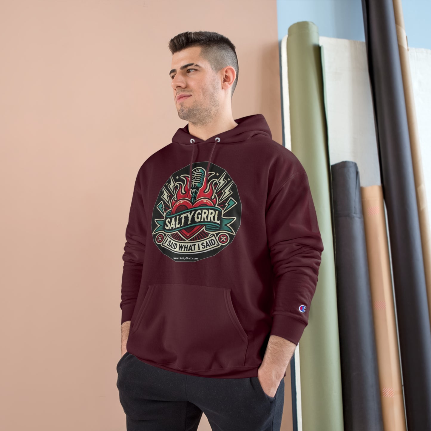 Salty Grrl Champion Hoodie - Artistic Graphic Pullover