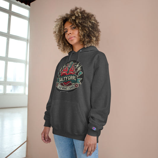Salty Grrl Champion Hoodie - Artistic Graphic Pullover