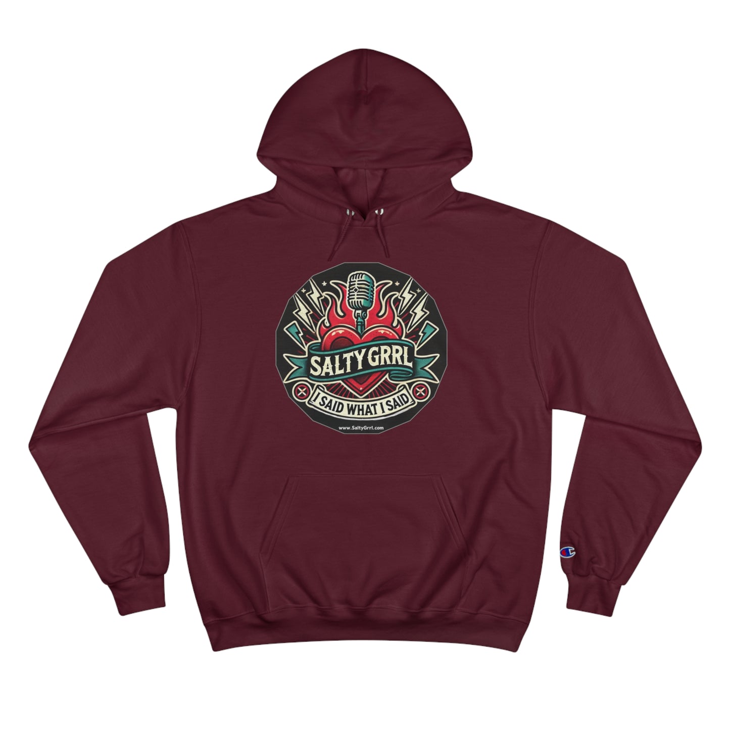 Salty Grrl Champion Hoodie - Artistic Graphic Pullover