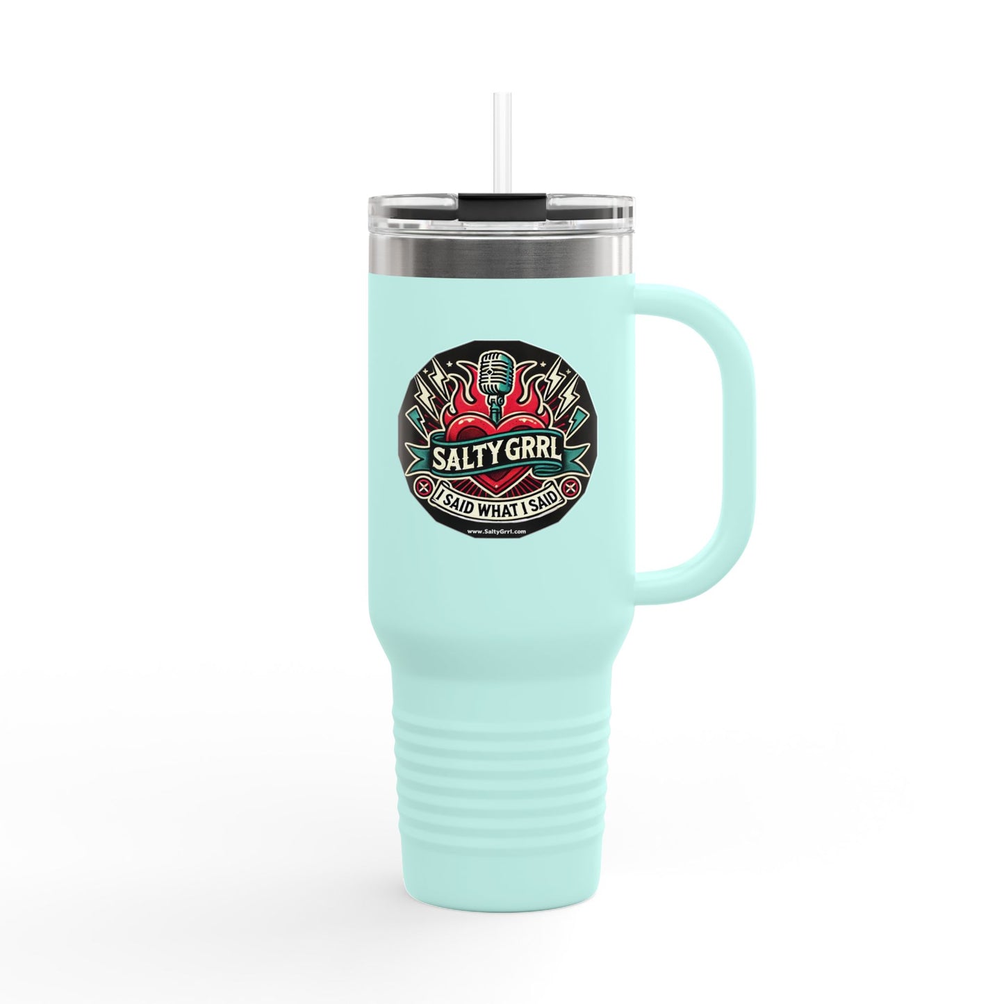 Salty Grrl Insulated Travel Mug - 40oz Motivational Tumbler with Straw