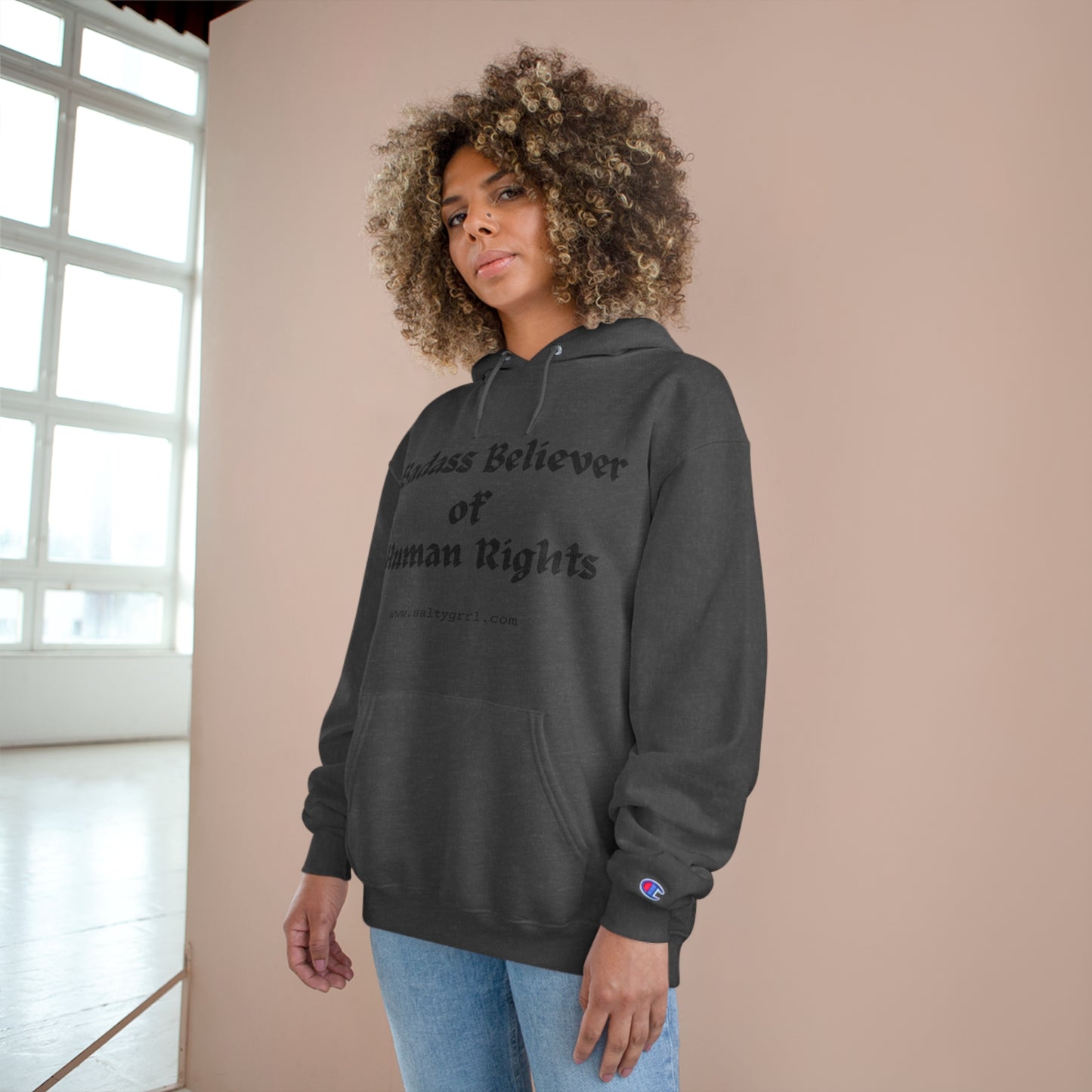 Badass Believer of Human Rights Champion Hoodie - Cozy Graphic Pullover for Casual Wear