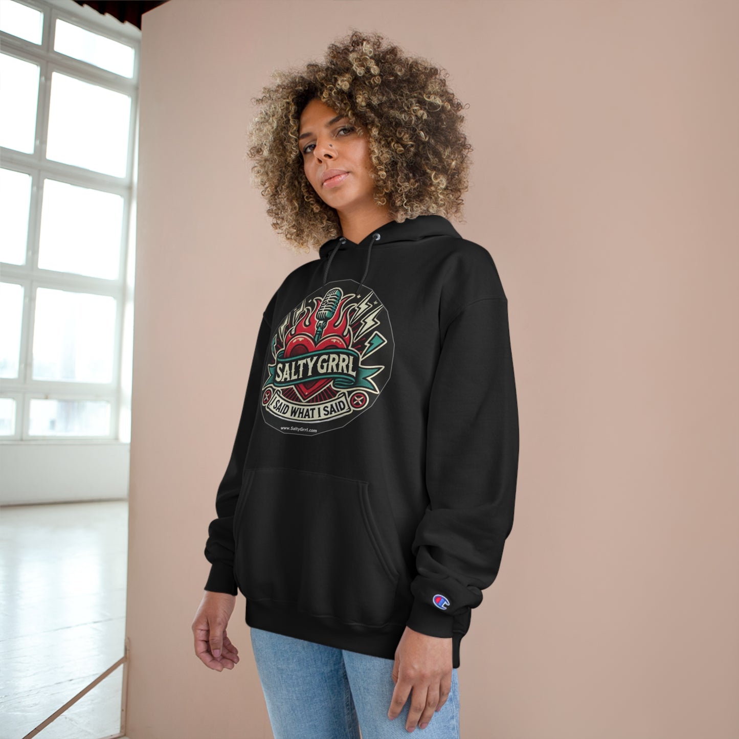 Salty Grrl Champion Hoodie - Artistic Graphic Pullover