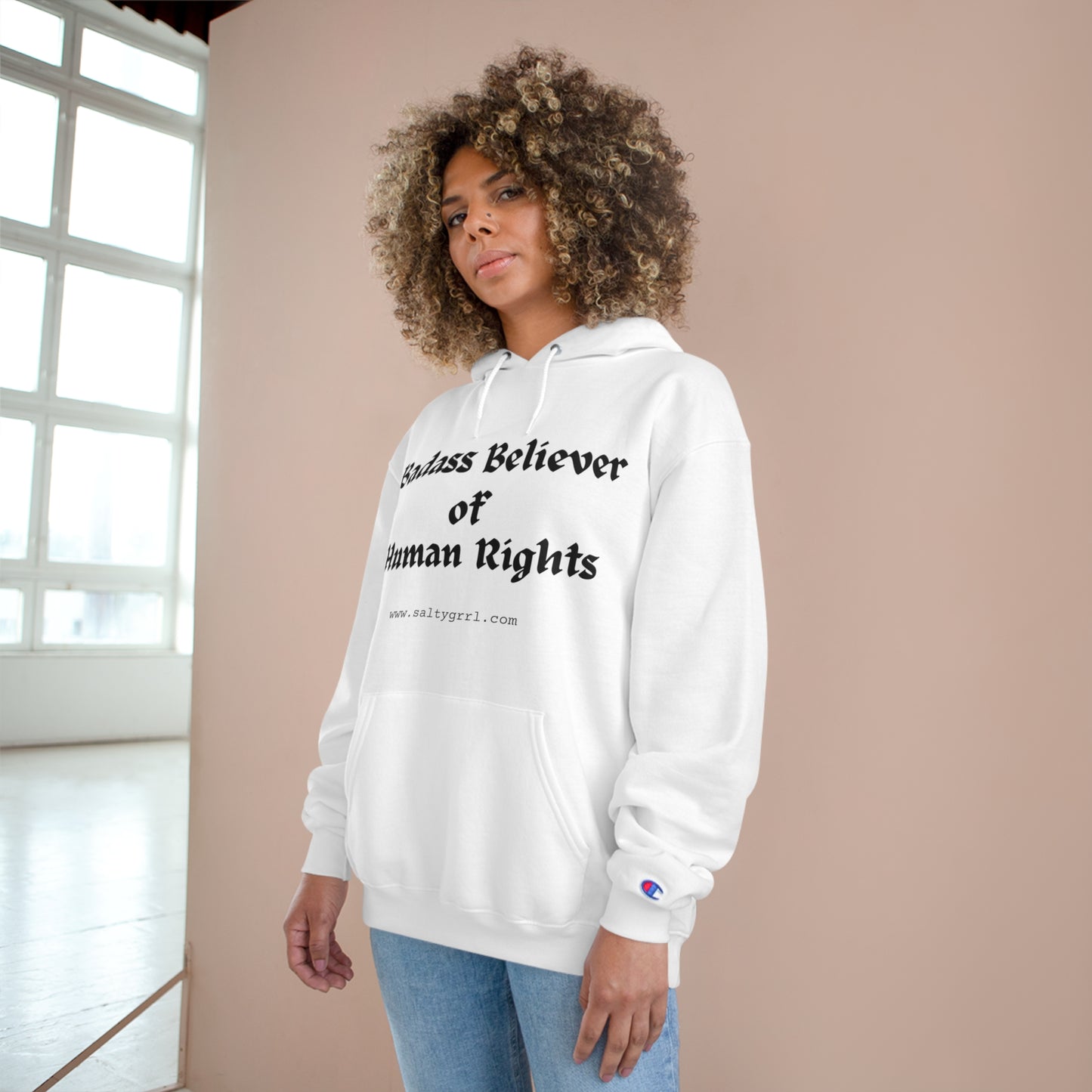 Badass Believer of Human Rights Champion Hoodie - Cozy Graphic Pullover for Casual Wear