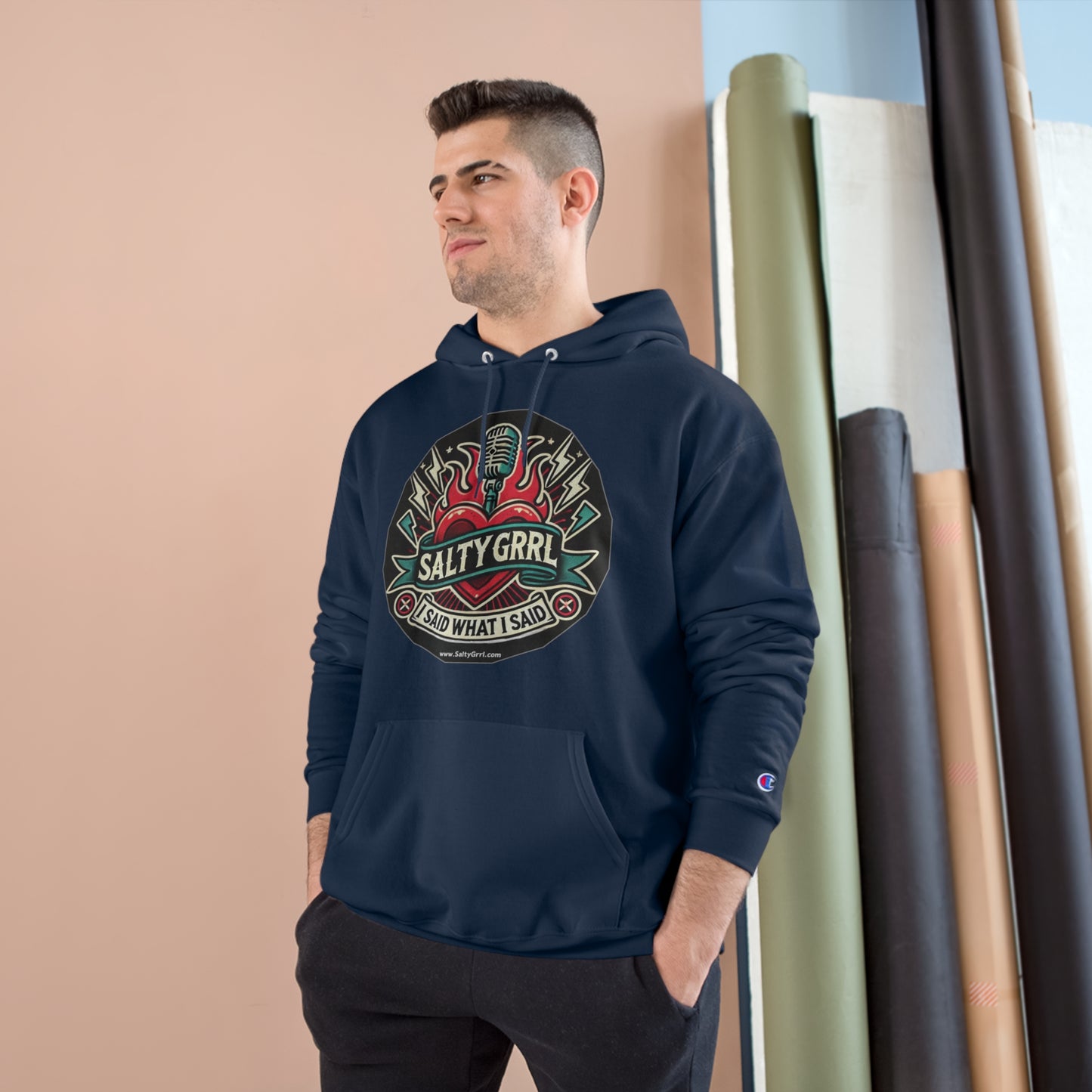 Salty Grrl Champion Hoodie - Artistic Graphic Pullover