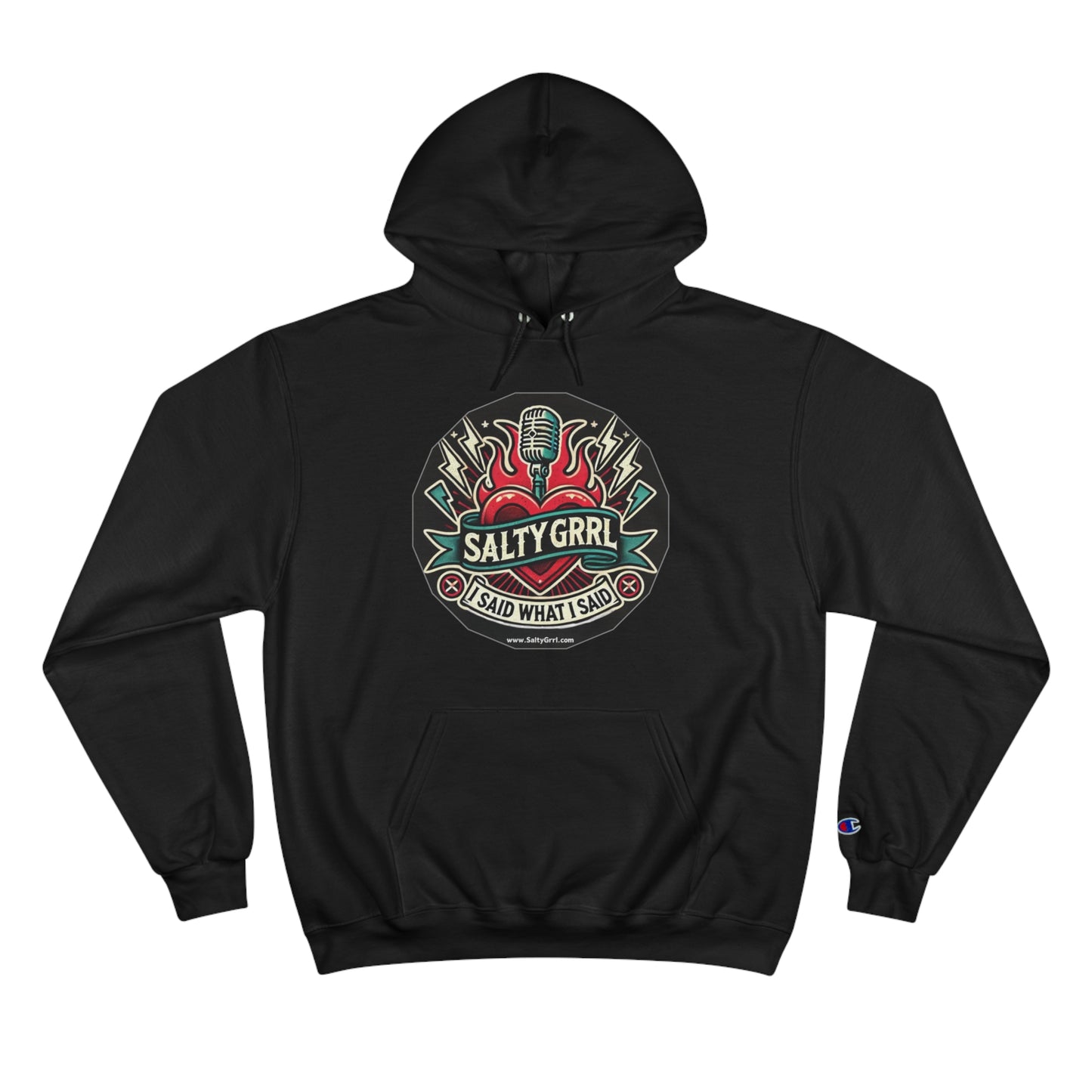 Salty Grrl Champion Hoodie - Artistic Graphic Pullover