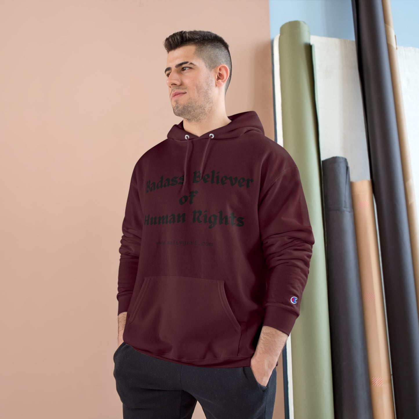 Badass Believer of Human Rights Champion Hoodie - Cozy Graphic Pullover for Casual Wear